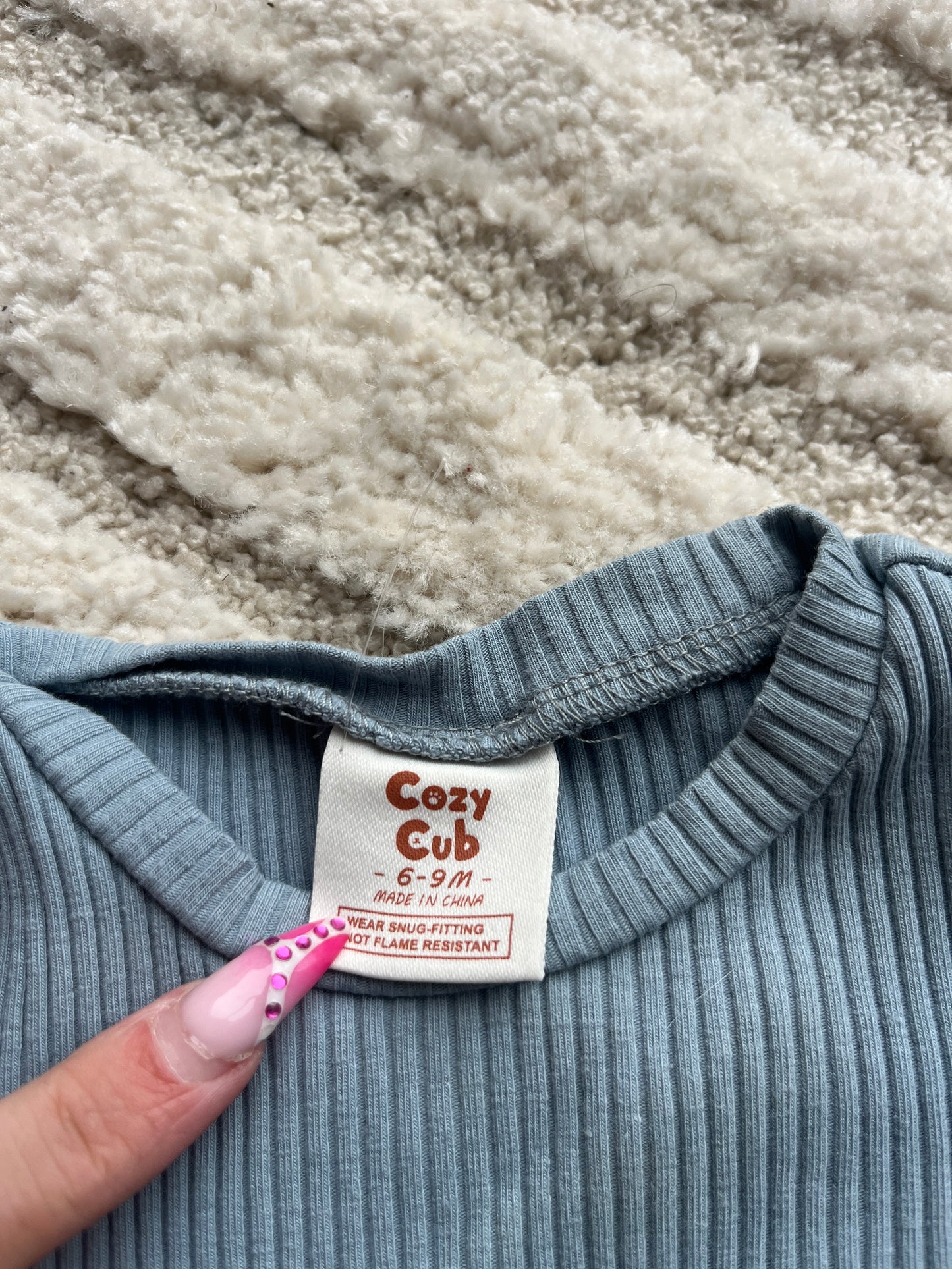 Ensemble haut + legging côtelé vert d’eau Cozy Club - 6/9 mois