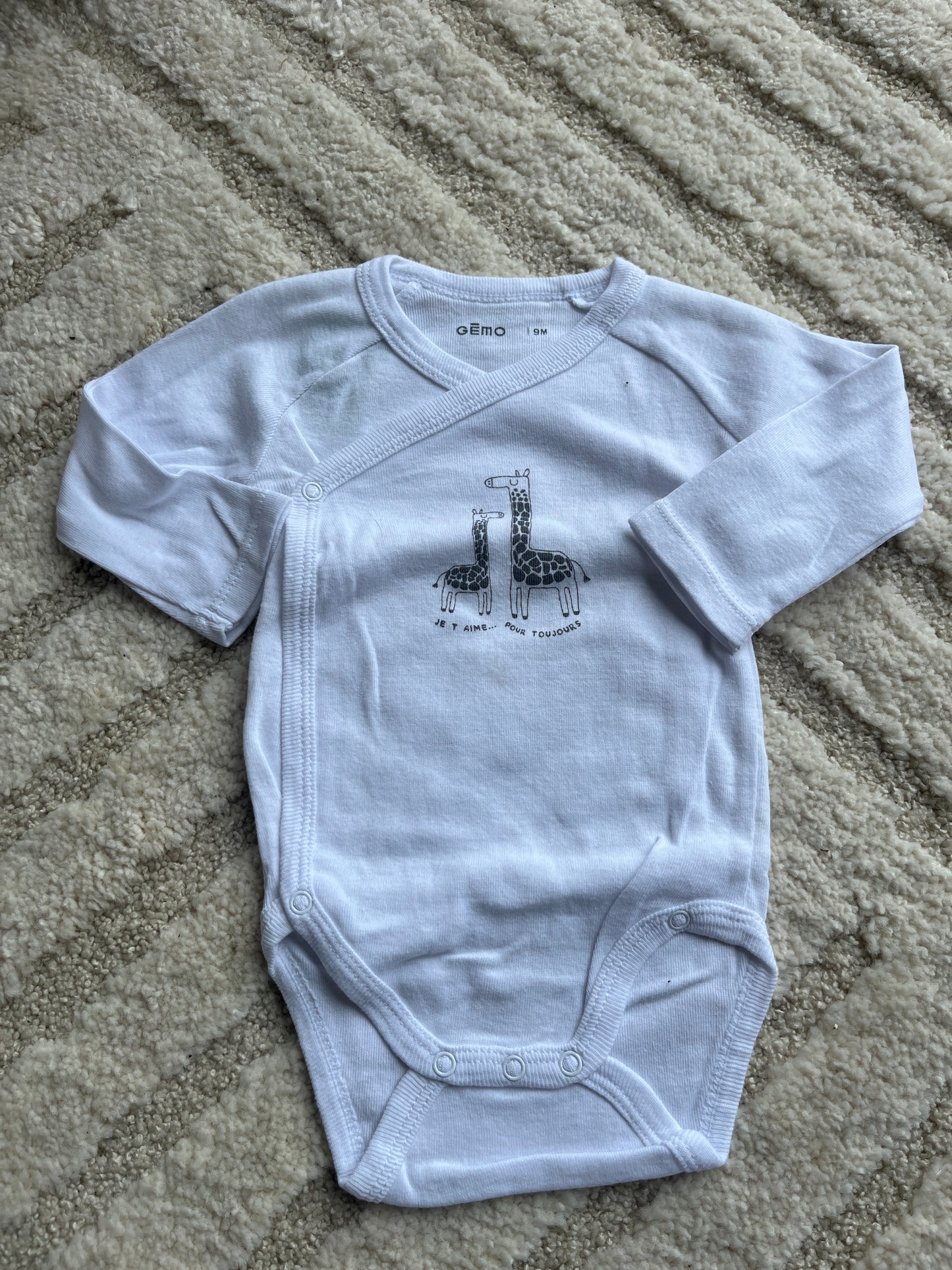 Lot de 2 bodies à manches longues blanc avec motifs animaux savane - 9 mois