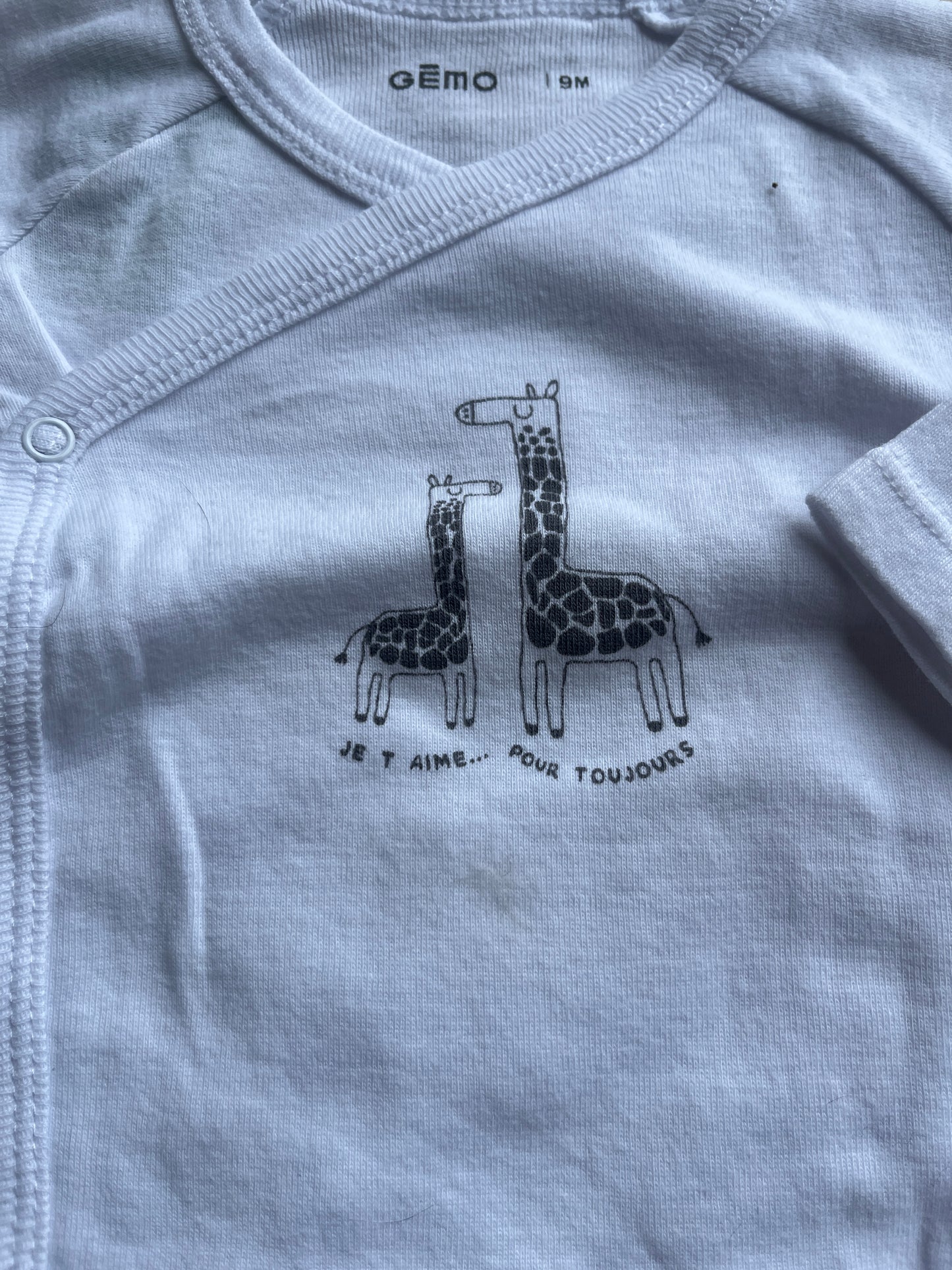 Lot de 2 bodies à manches longues blanc avec motifs animaux savane - 9 mois