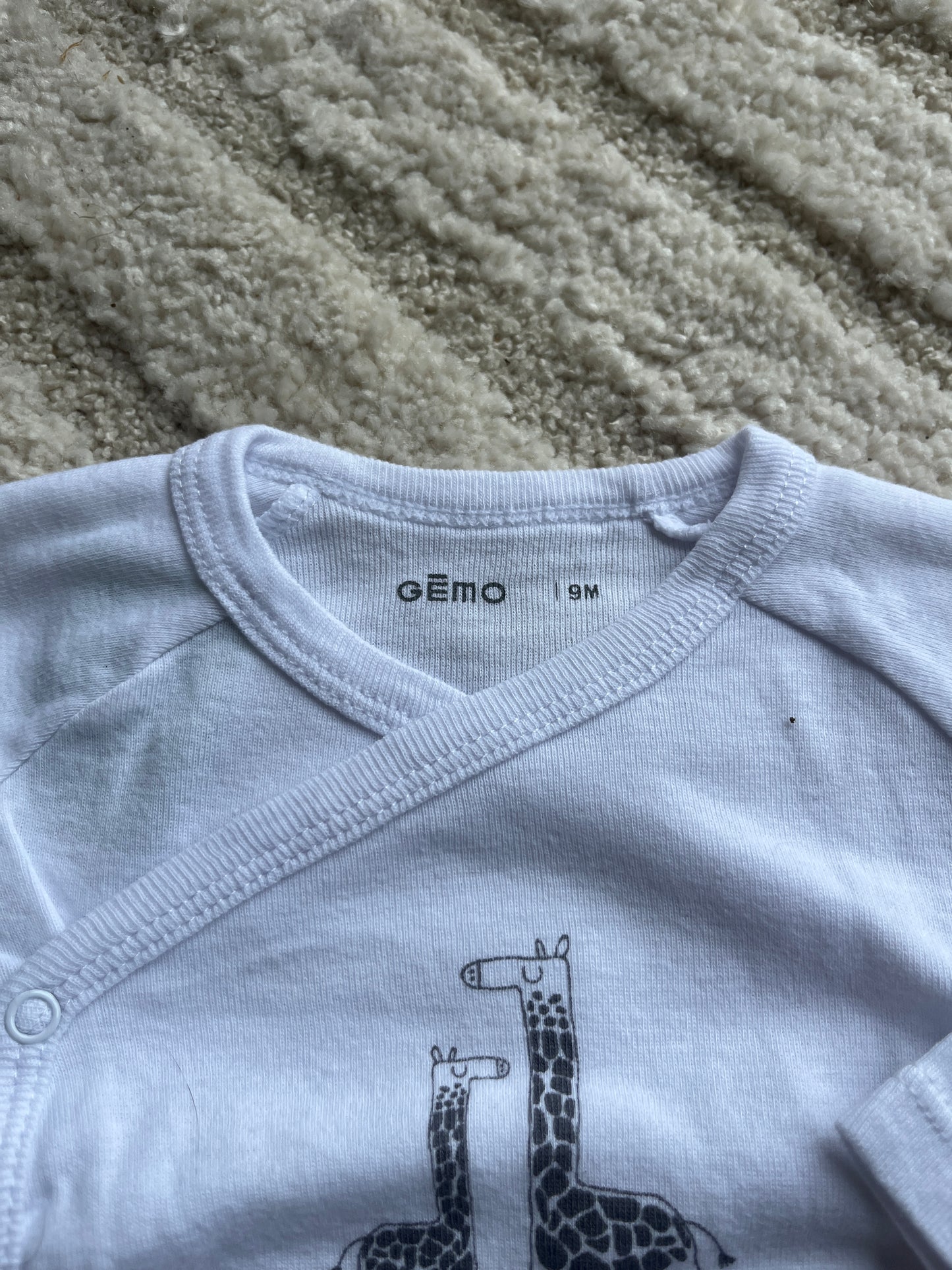 Lot de 2 bodies à manches longues blanc avec motifs animaux savane - 9 mois