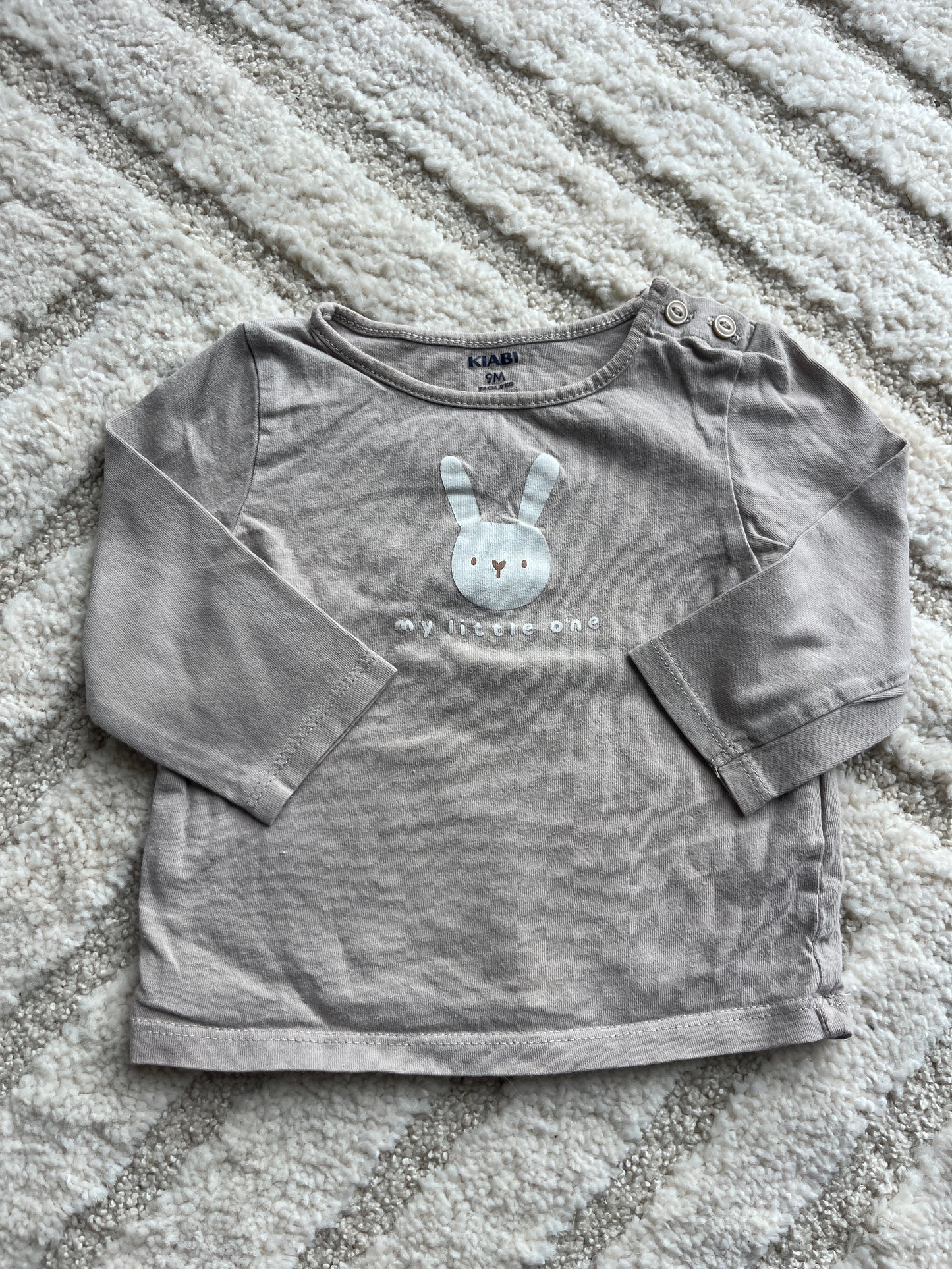 T-shirt à manches longues beige avec tête lapin - 9 mois