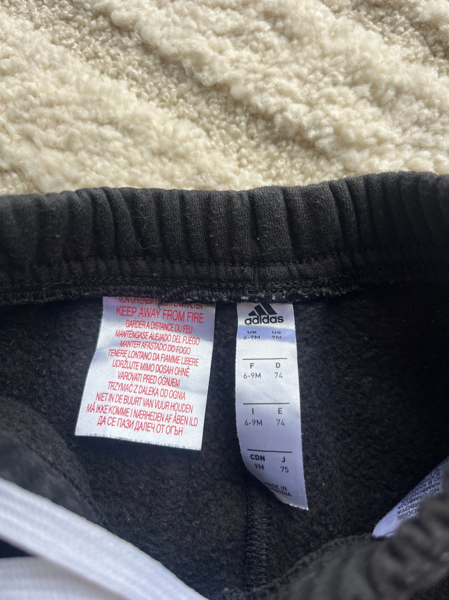 Jogging noir molletonné à l’intérieur Adidas - 6/9 mois