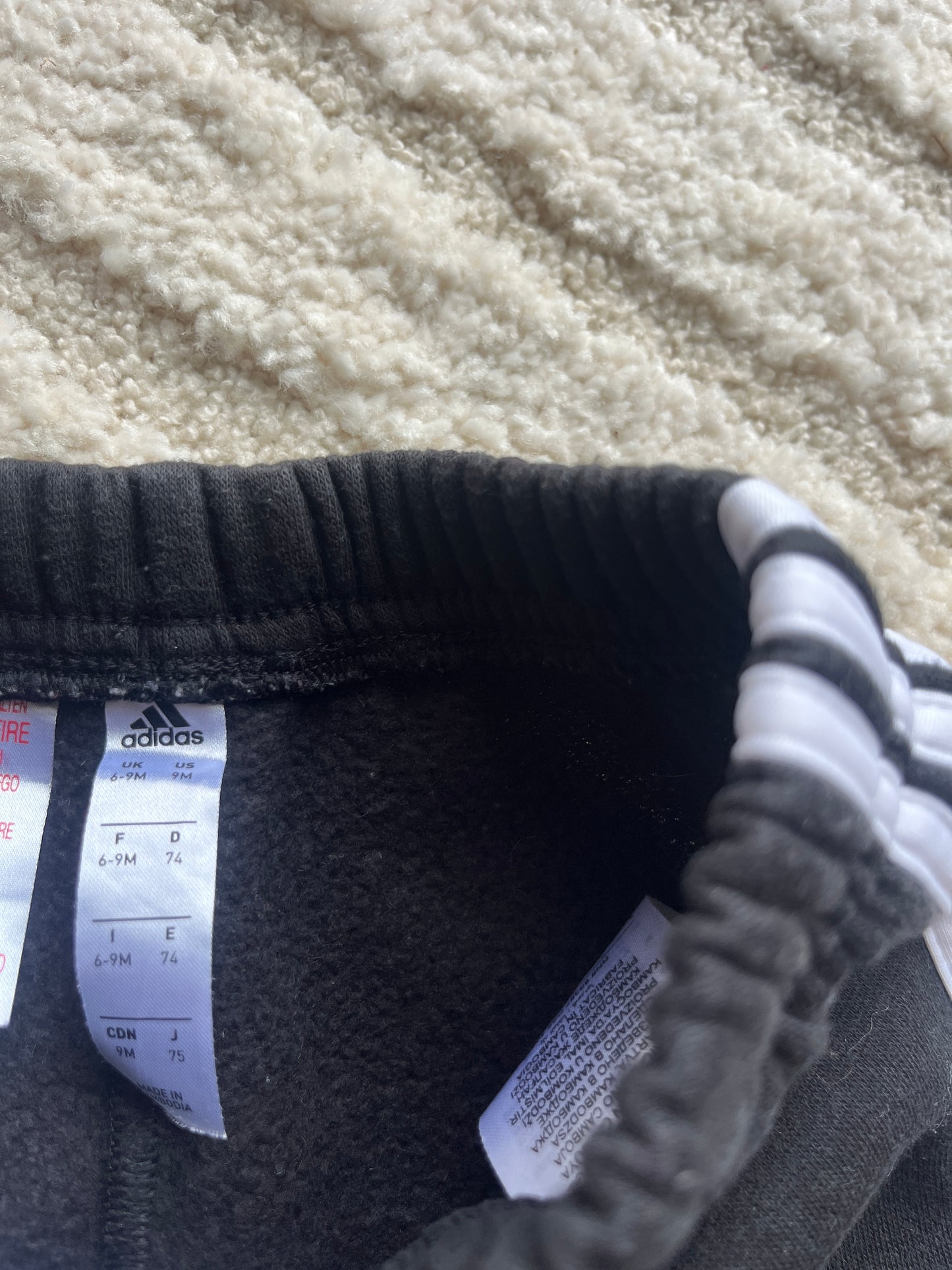 Jogging noir molletonné à l’intérieur Adidas - 6/9 mois