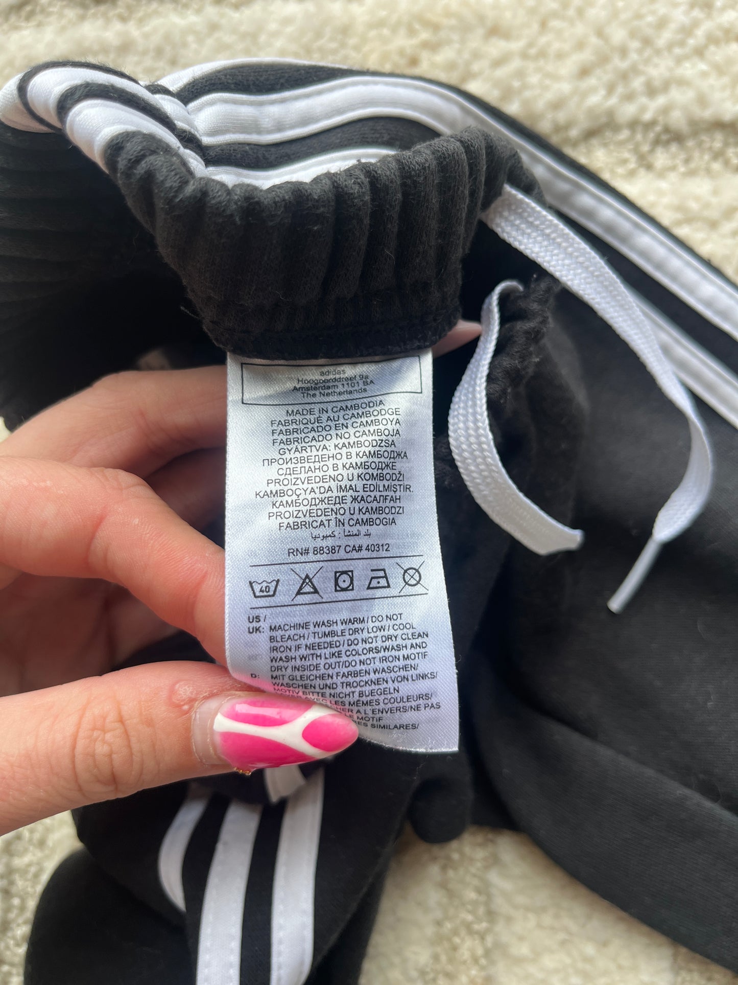 Jogging noir molletonné à l’intérieur Adidas - 6/9 mois