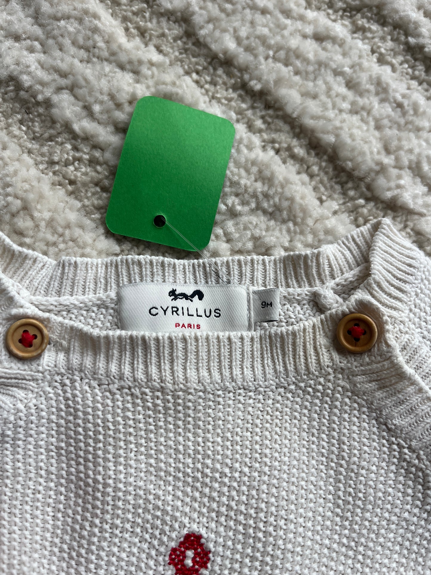 Ensemble en maille beige et bleu marine cardigan + legging Cyrillus - 9 mois