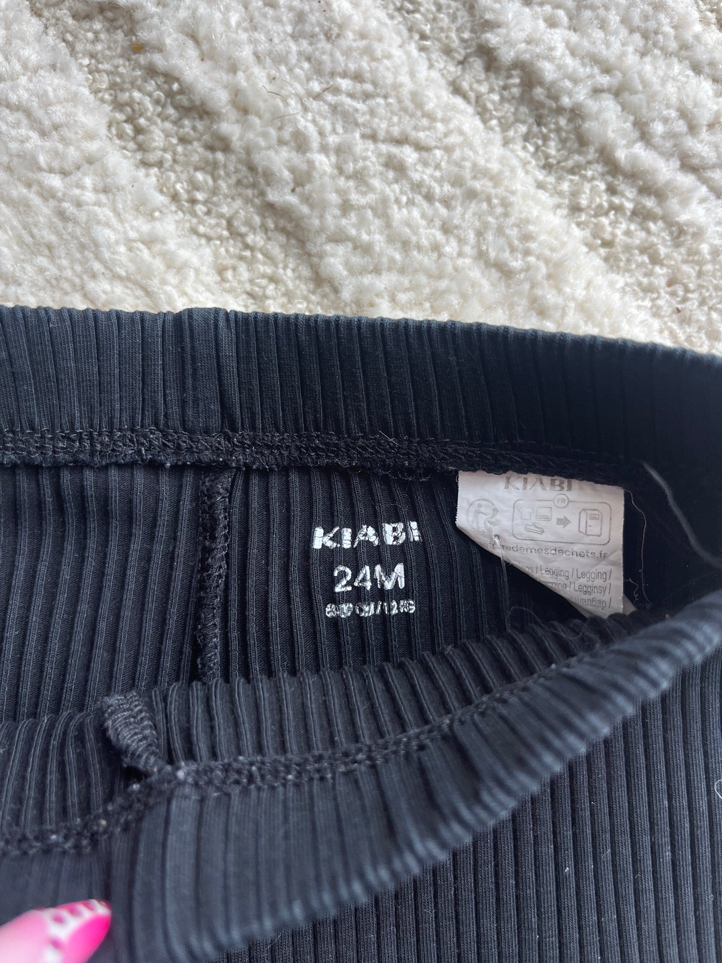 Lot de 2 leggings côtelés effet évasé aux chevilles vert et noir - 24 mois