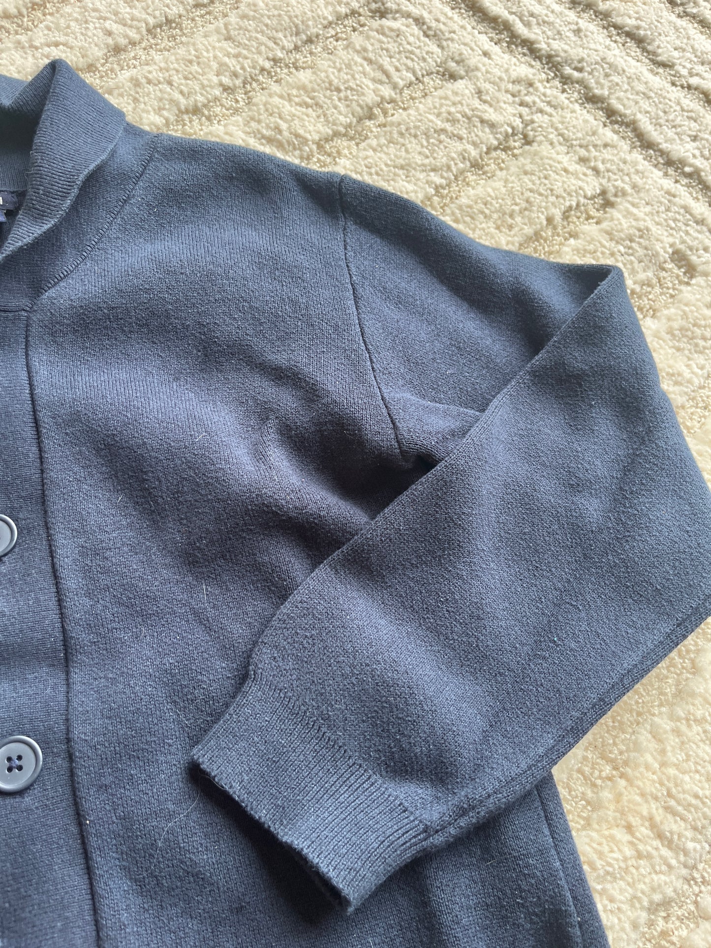 Cardigan long à manches longues bleu marine avec col - 10 ans