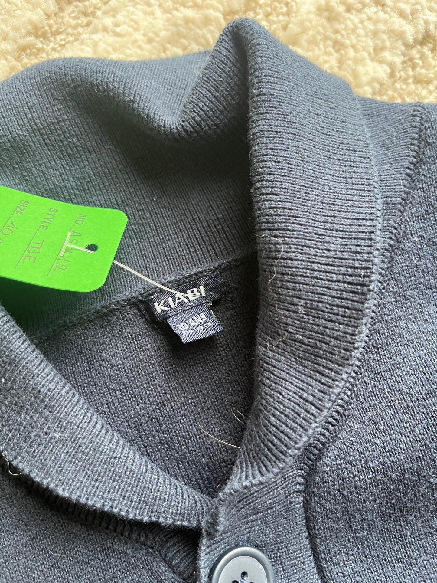 Cardigan long à manches longues bleu marine avec col - 10 ans