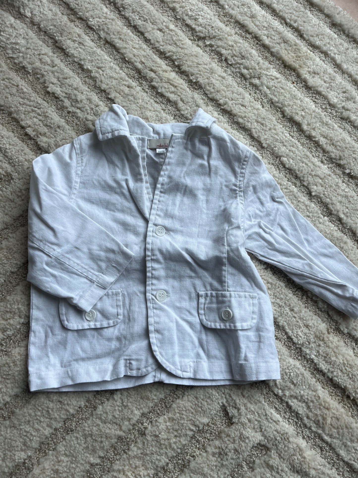 Chemise à manches longues blanche en lin avec poches - 18 mois