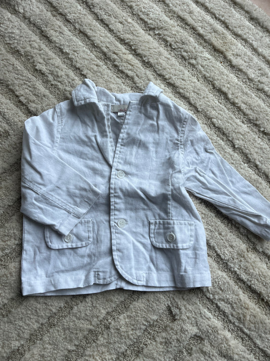 Chemise à manches longues blanche en lin avec poches - 18 mois