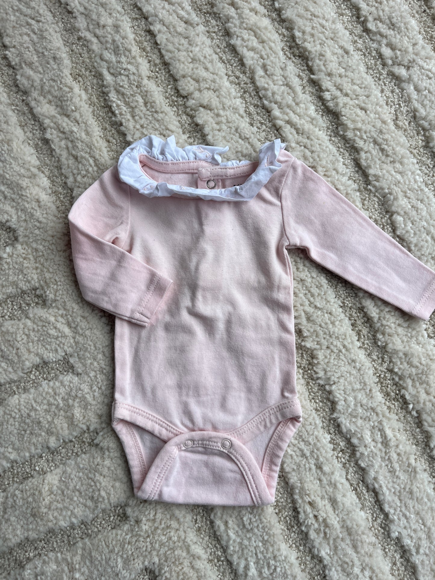 Body à manches longues rose pale col Claudine à motifs - 0 mois