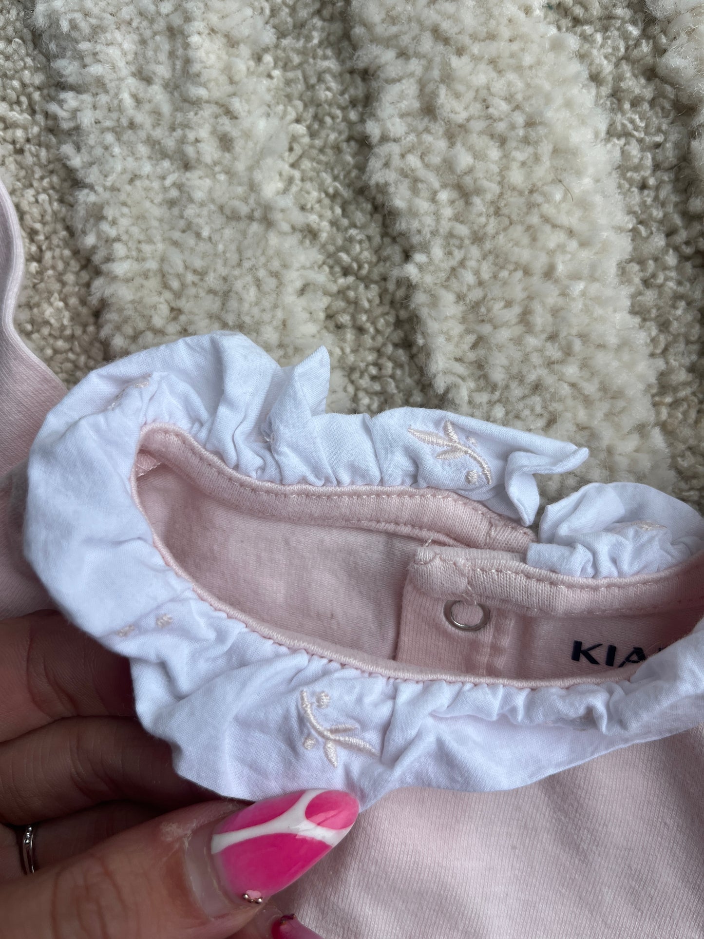 Body à manches longues rose pale col Claudine à motifs - 0 mois