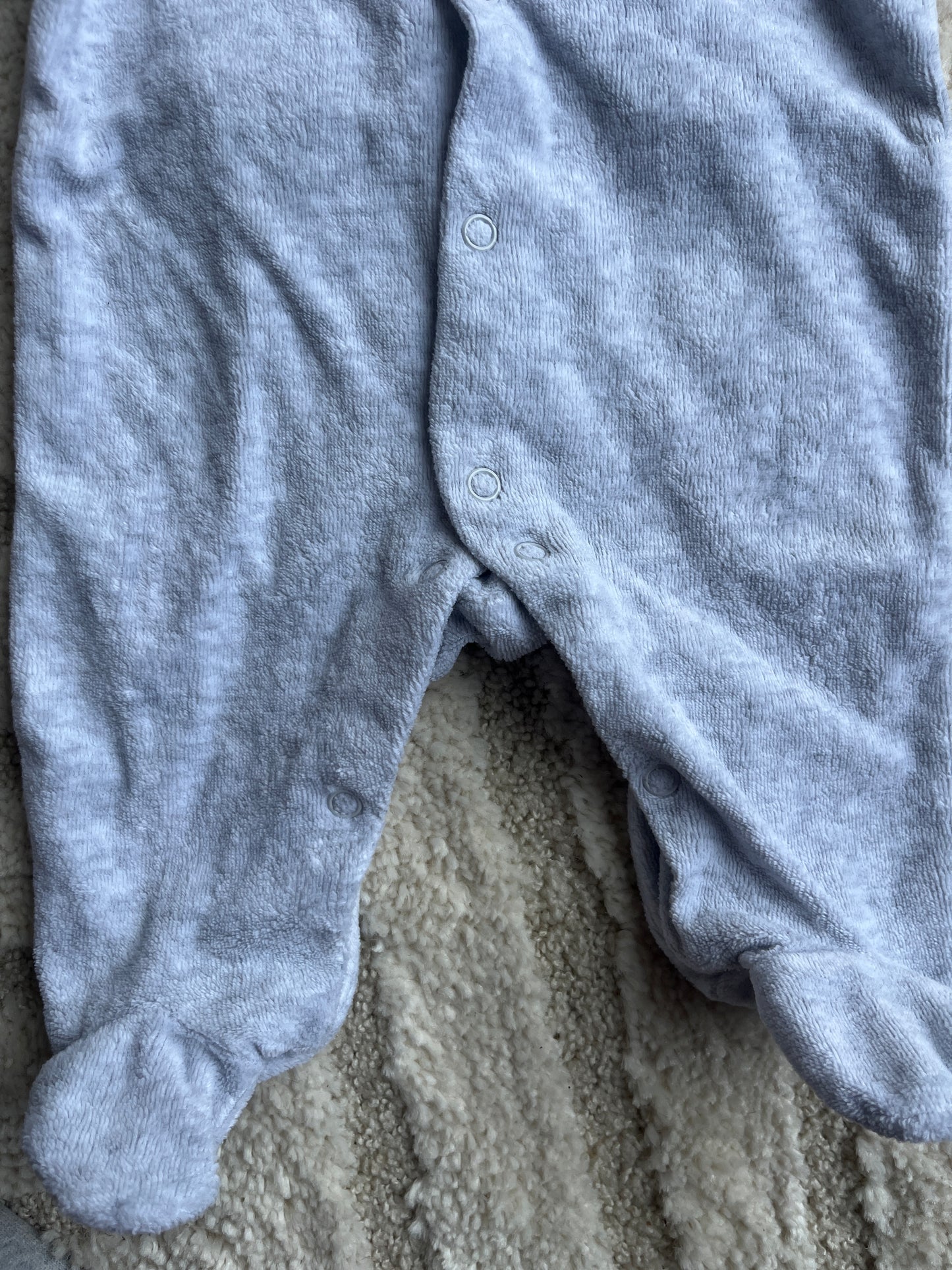 Pyjama velours gris « bonne nuit » tête ourson à l’arrière - 1 mois
