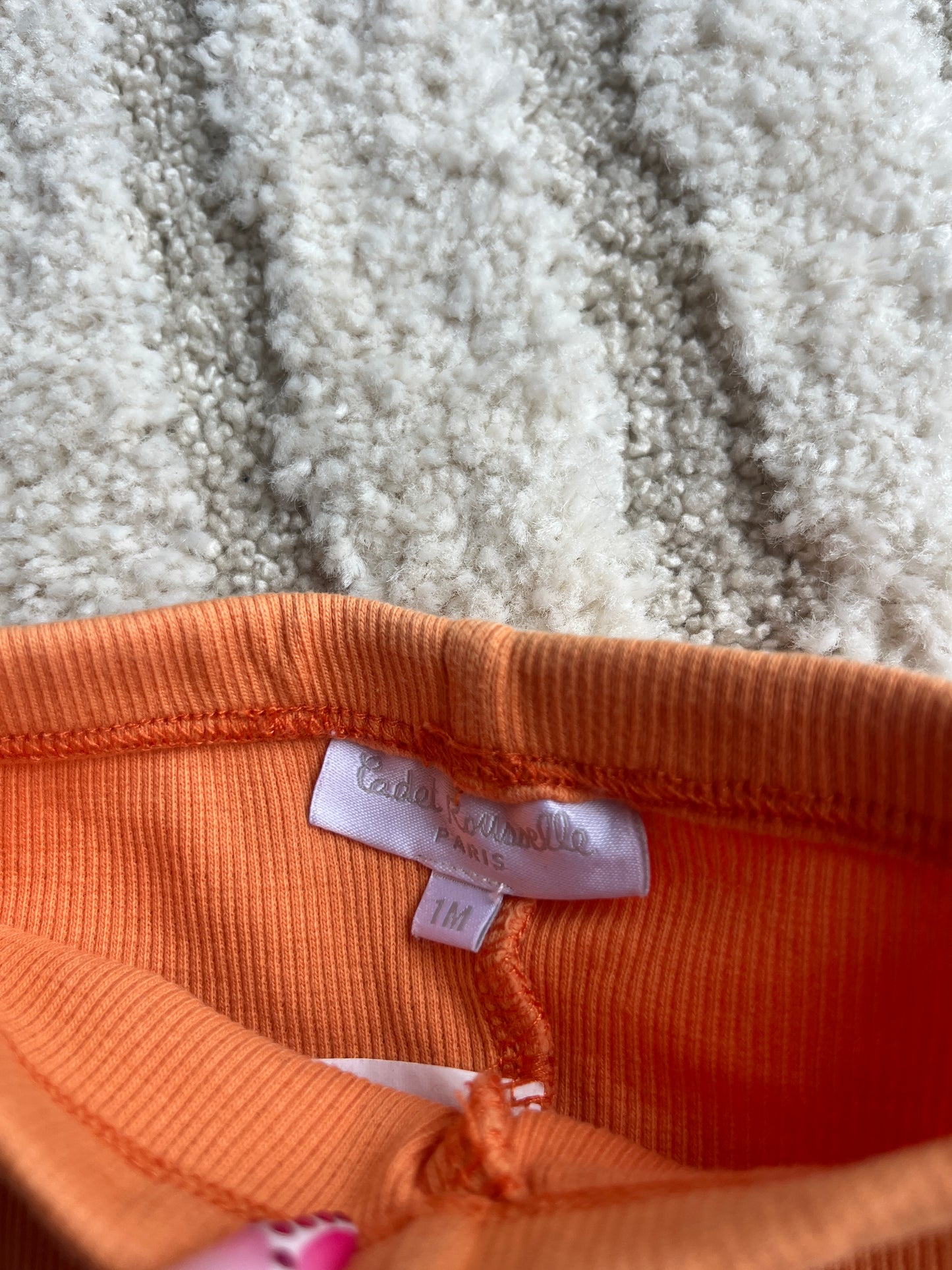 Legging côtelé orange avec ourlets Cadet Rousselle - 1 mois