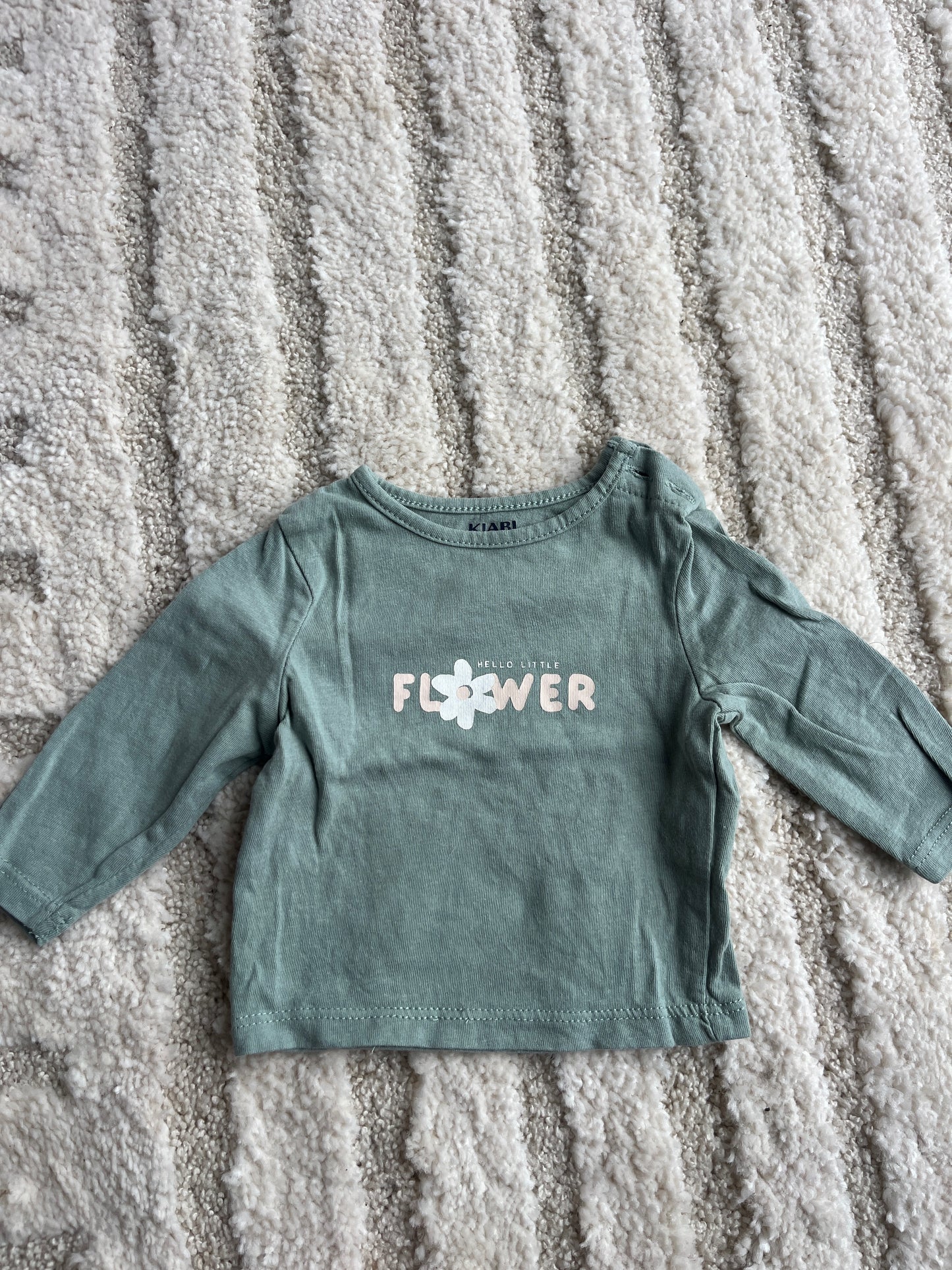 T-shirt à manches longues vert « hello Little flower » - 1 mois