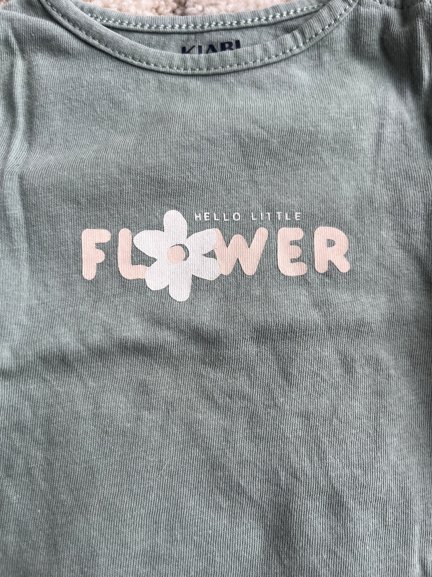 T-shirt à manches longues vert « hello Little flower » - 1 mois