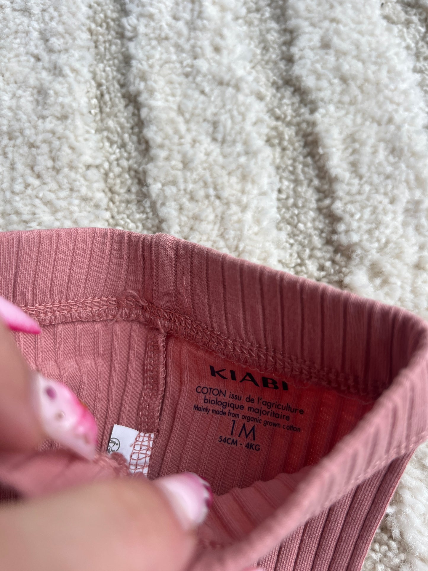Legging côtelé rose poudré Kiabi - 1 mois