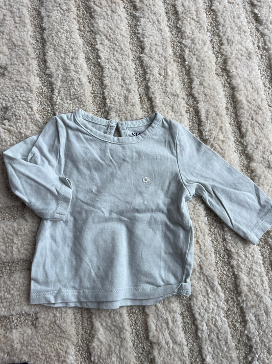 T-shirt à manches longues vert fleur brodée - 1 mois