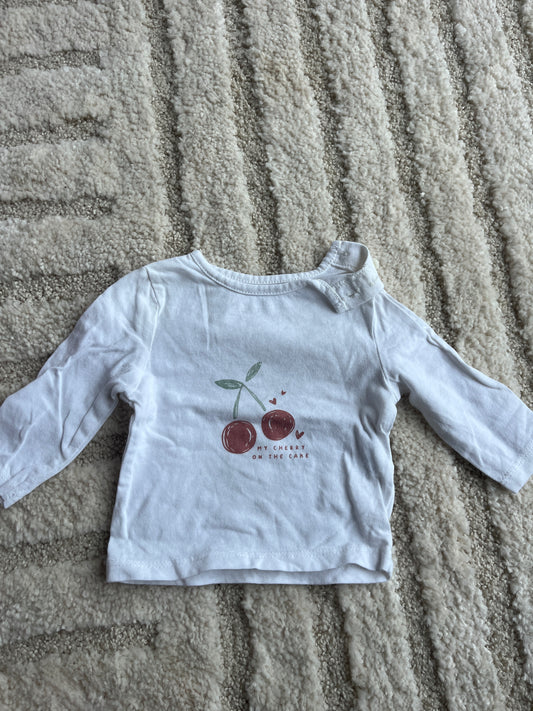 T-shirt à manches longues blanc « my cherry on the cake » - 1 mois