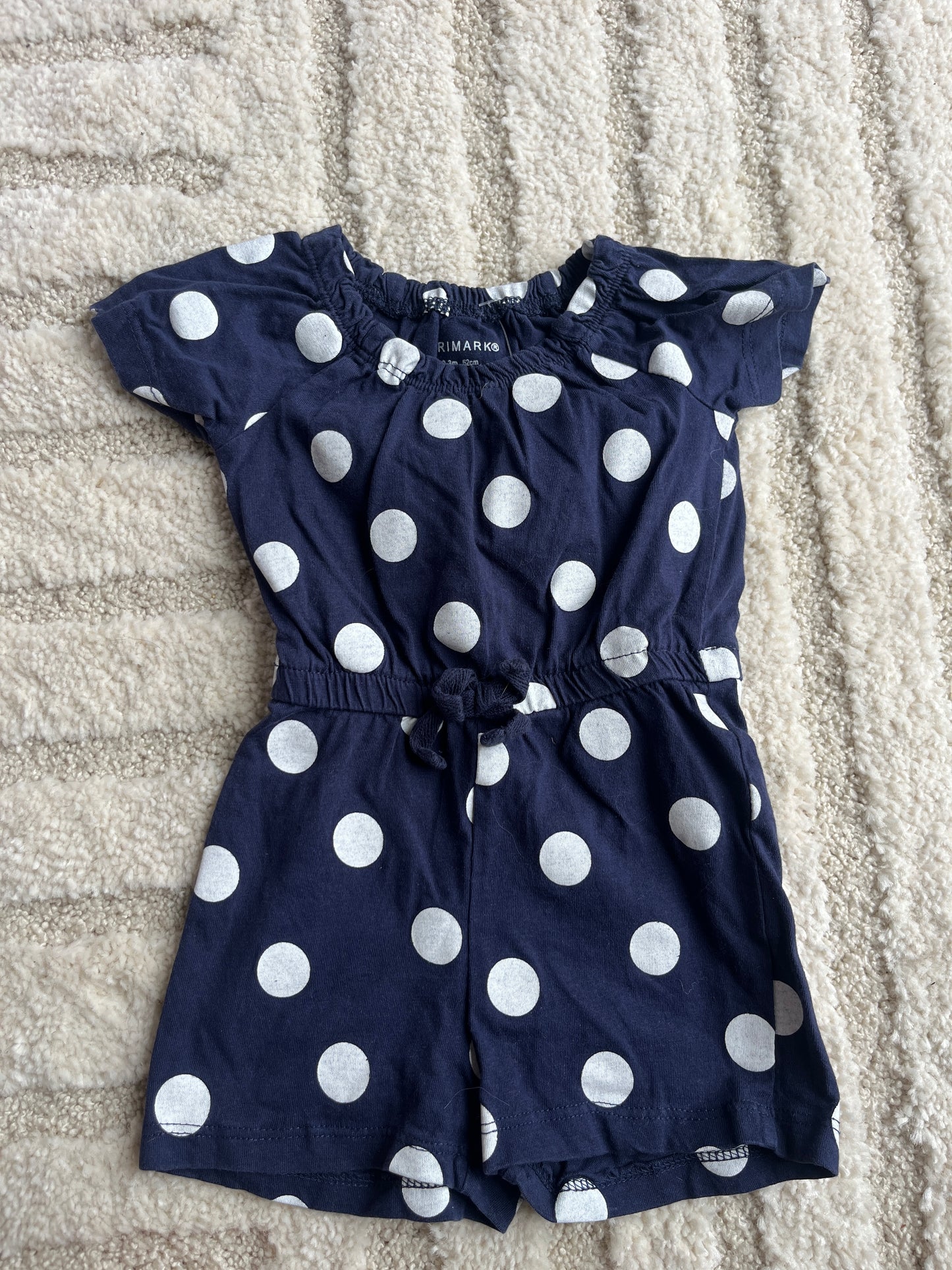 Combishort bleu marine à pois blancs - 0/3 mois (62cm)