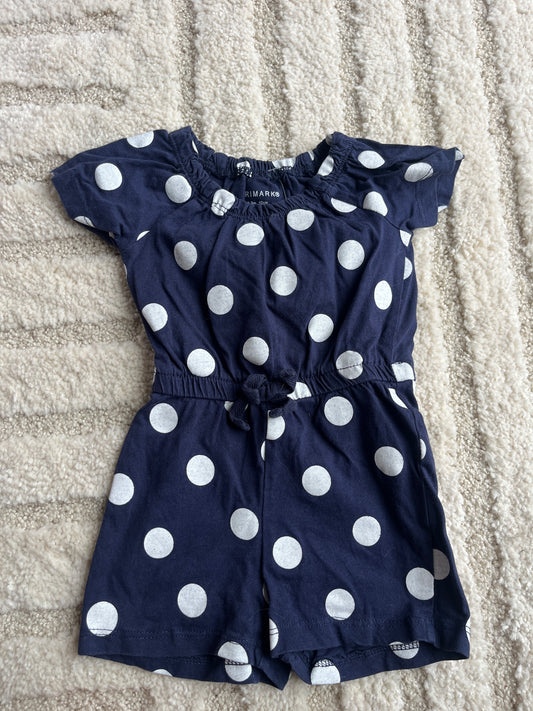 Combishort bleu marine à pois blancs - 0/3 mois (62cm)