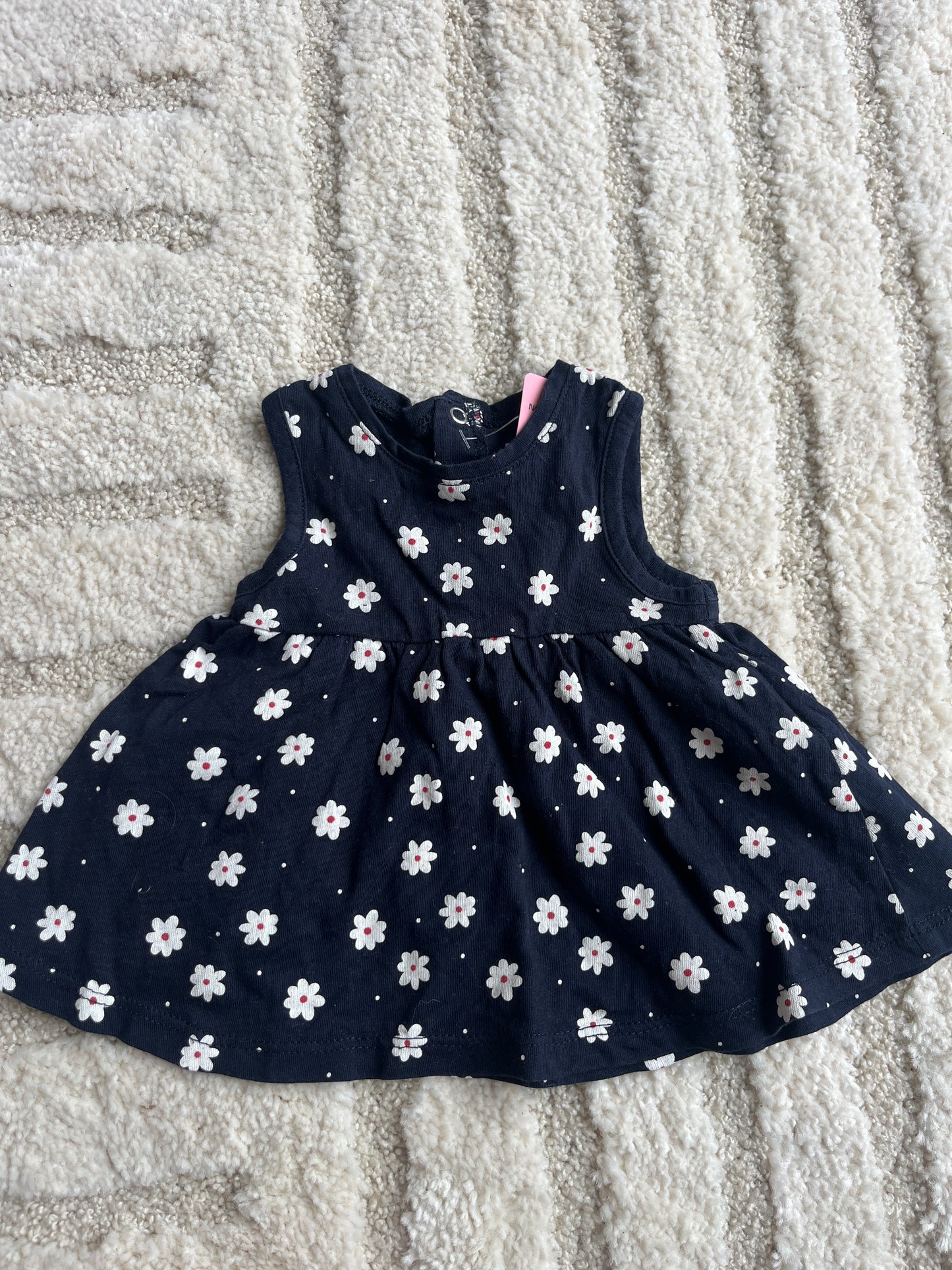 Robe sans manches bleu marine motifs marguerites - 1 mois