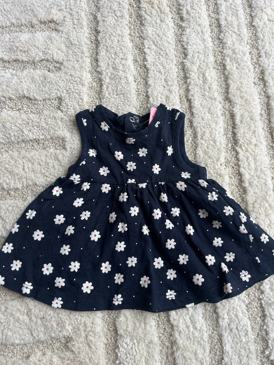 Robe sans manches bleu marine motifs marguerites - 1 mois