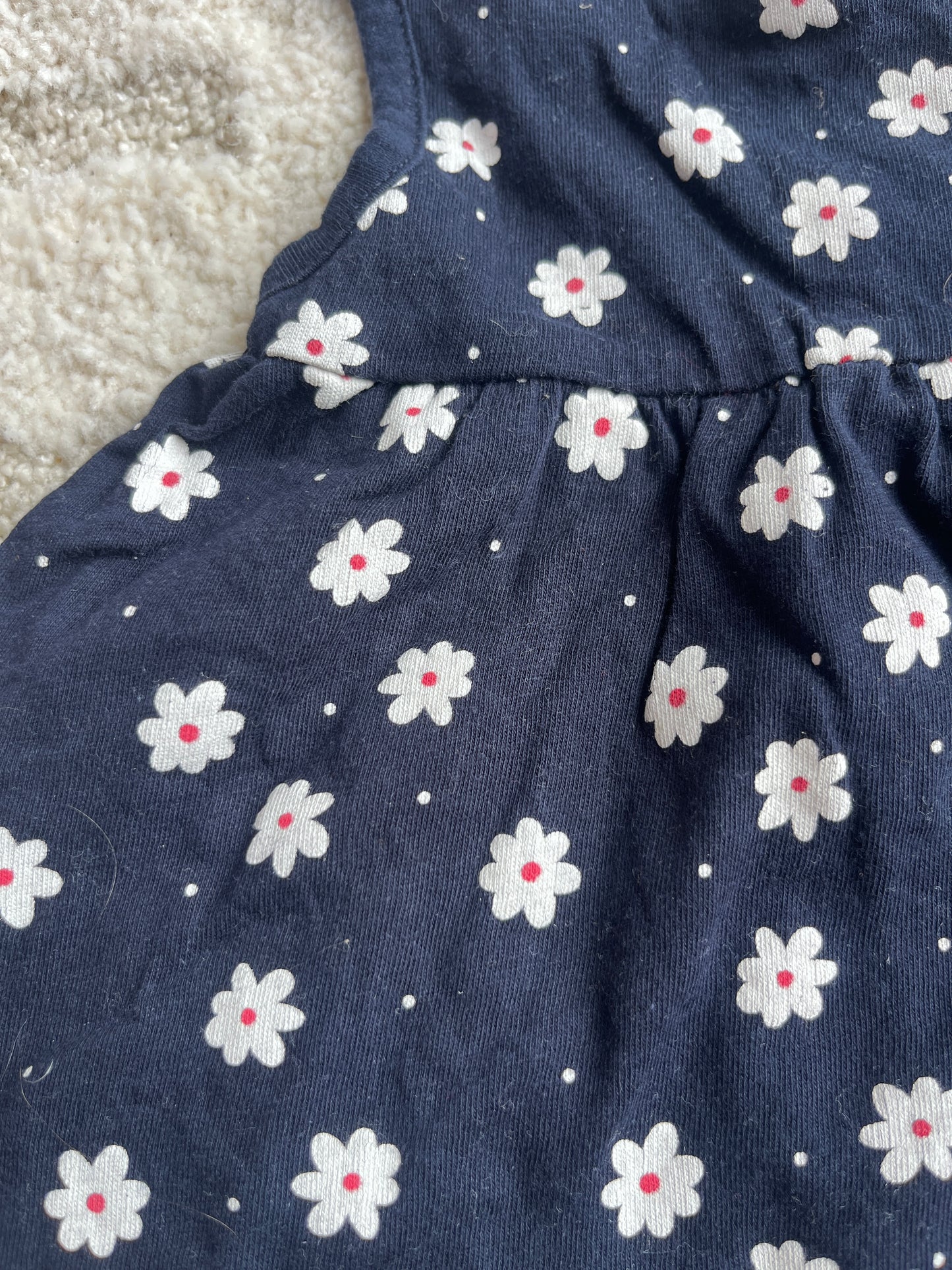 Robe sans manches bleu marine motifs marguerites - 1 mois