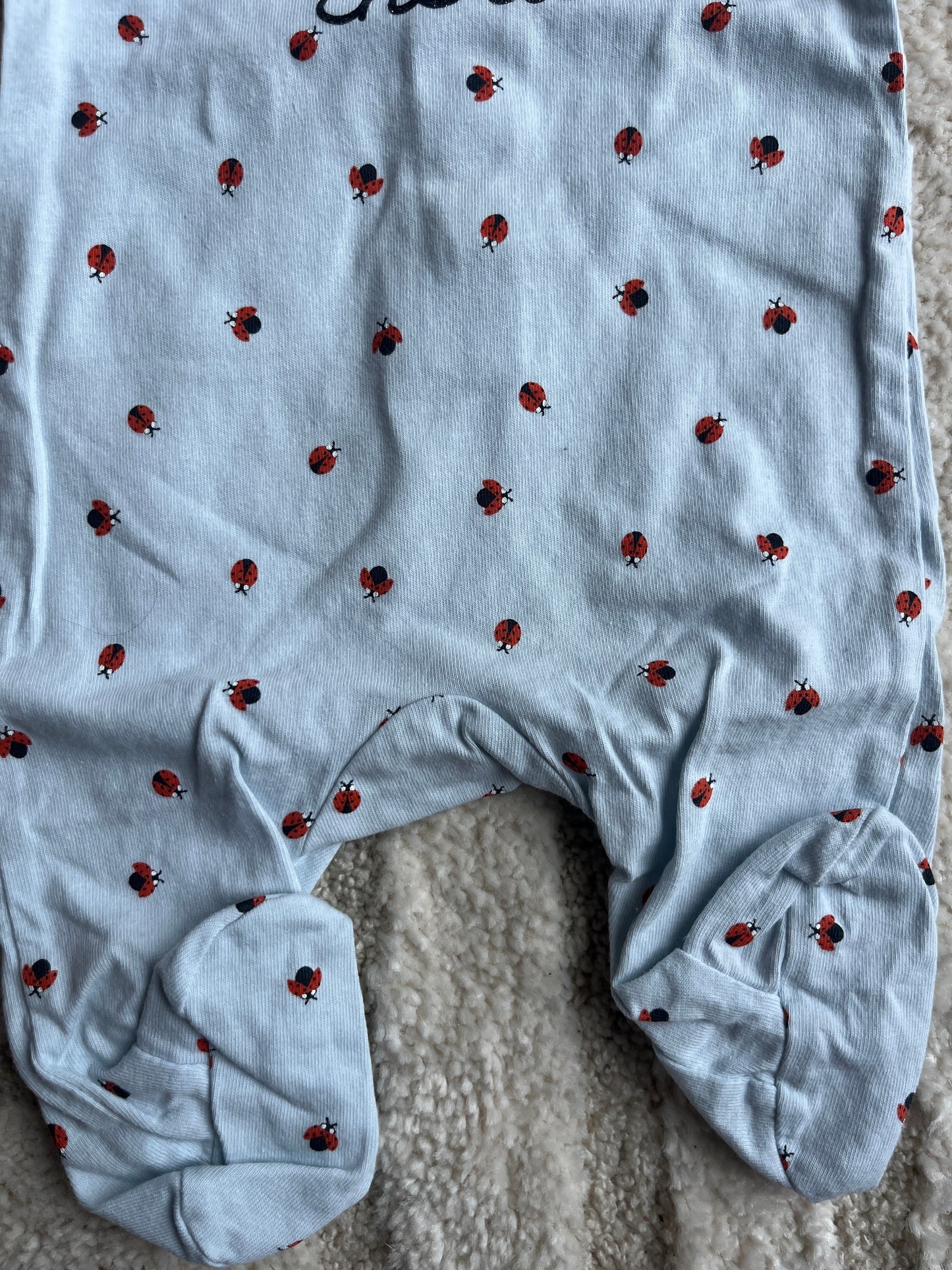 Pyjama léger bleu motifs coccinelles « jolie chérie » - 1 mois