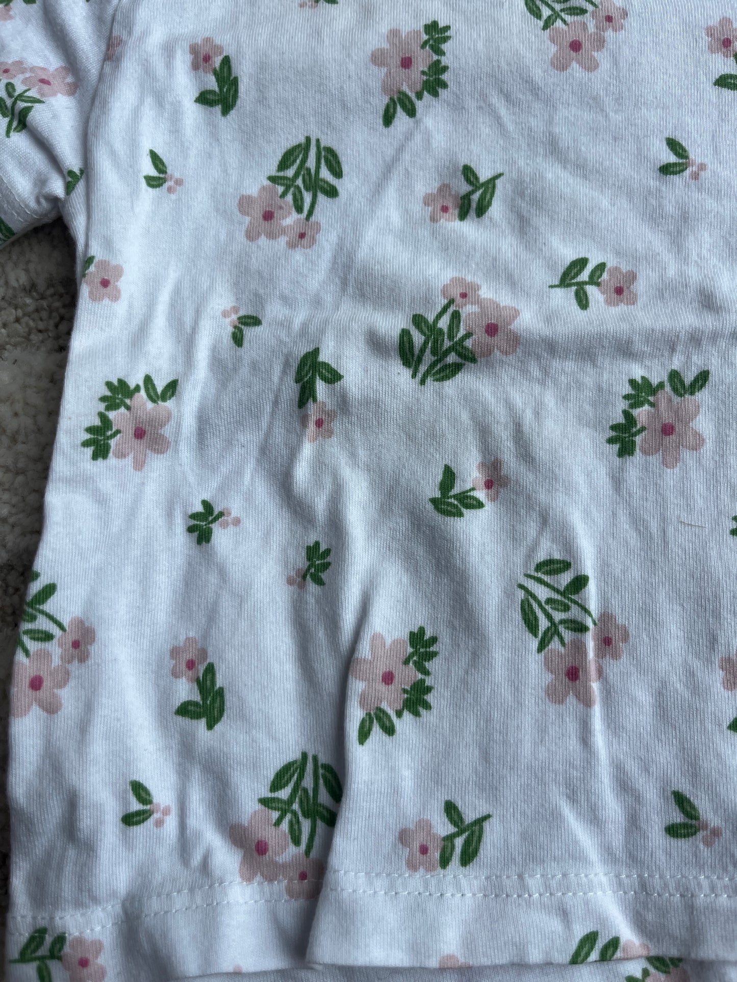 T-shirt à manches courtes blanc fleurs roses - 0/3 mois (62cm)