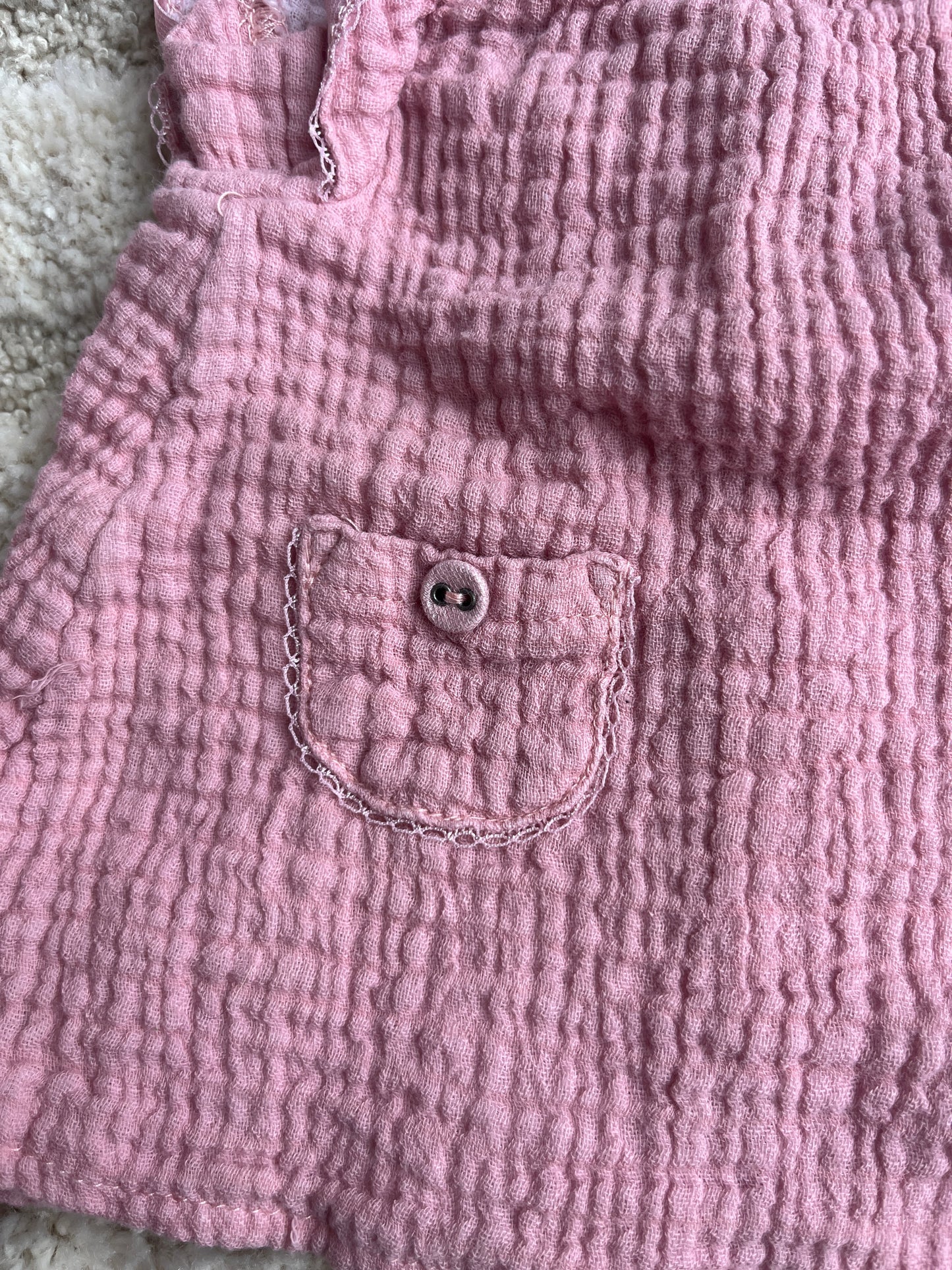 Ensemble robe + bloomer gaze de coton rose - 1 mois
