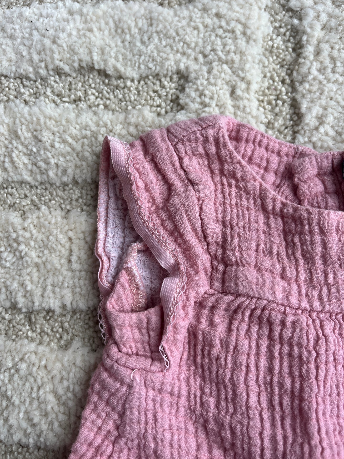 Ensemble robe + bloomer gaze de coton rose - 1 mois