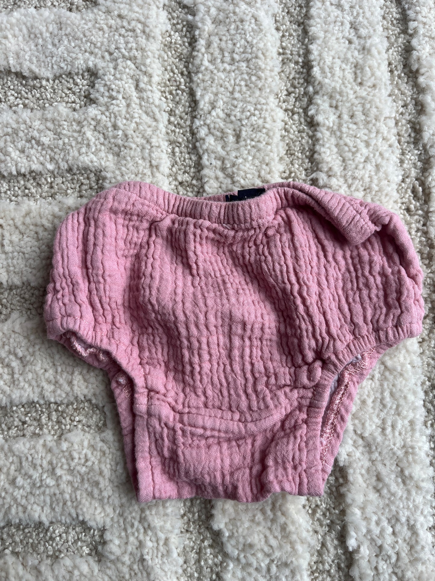 Ensemble robe + bloomer gaze de coton rose - 1 mois