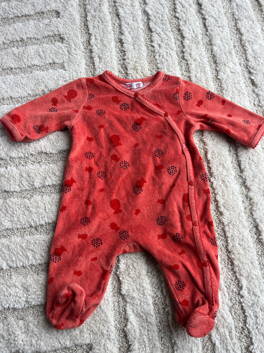 Pyjama velours orange motifs poissons DPAM - 1 mois
