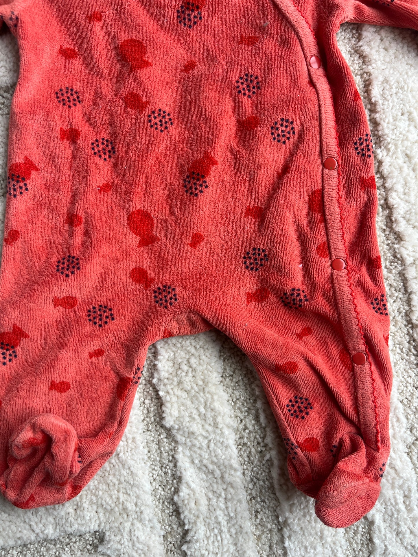 Pyjama velours orange motifs poissons DPAM - 1 mois