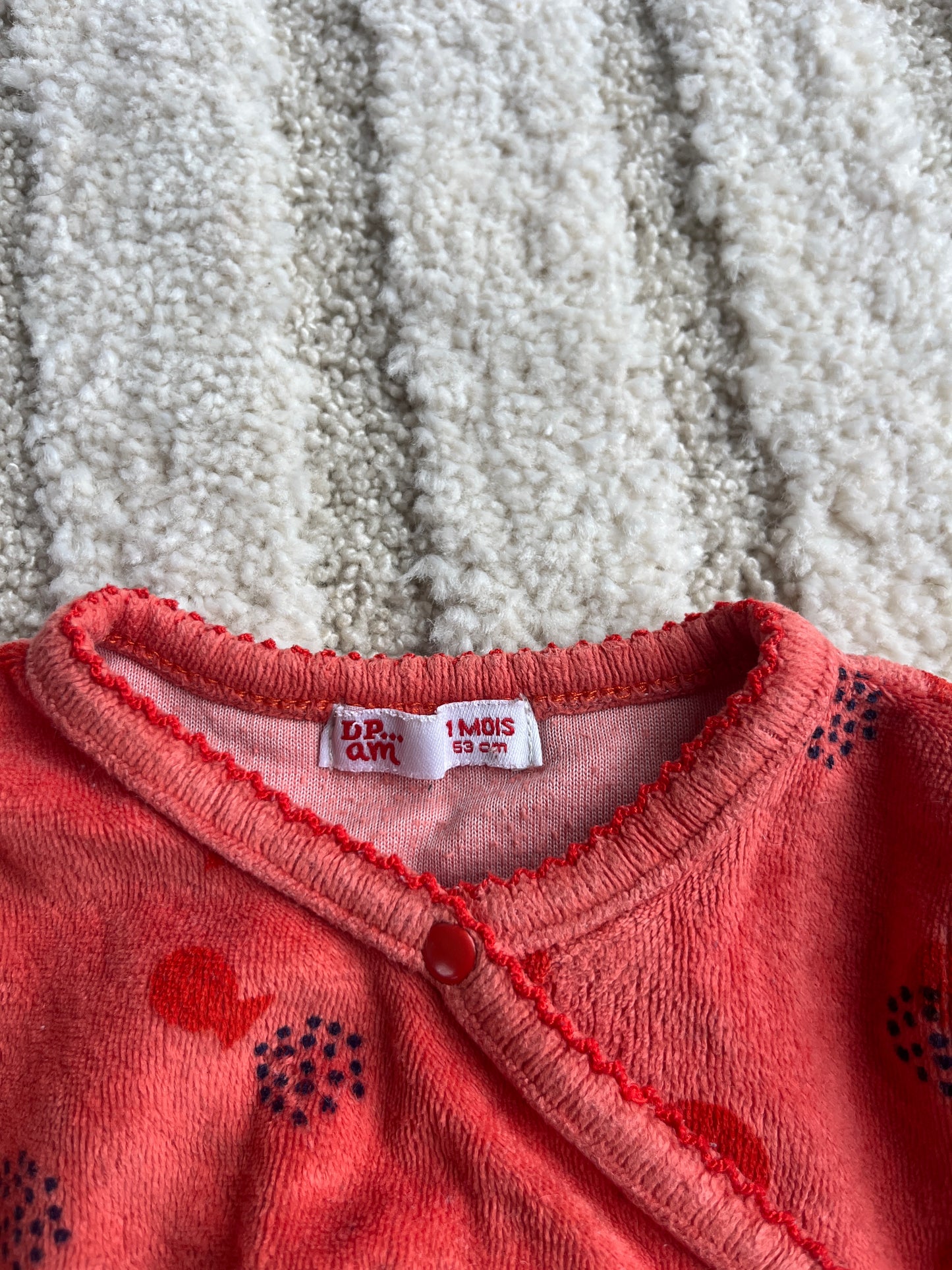Pyjama velours orange motifs poissons DPAM - 1 mois