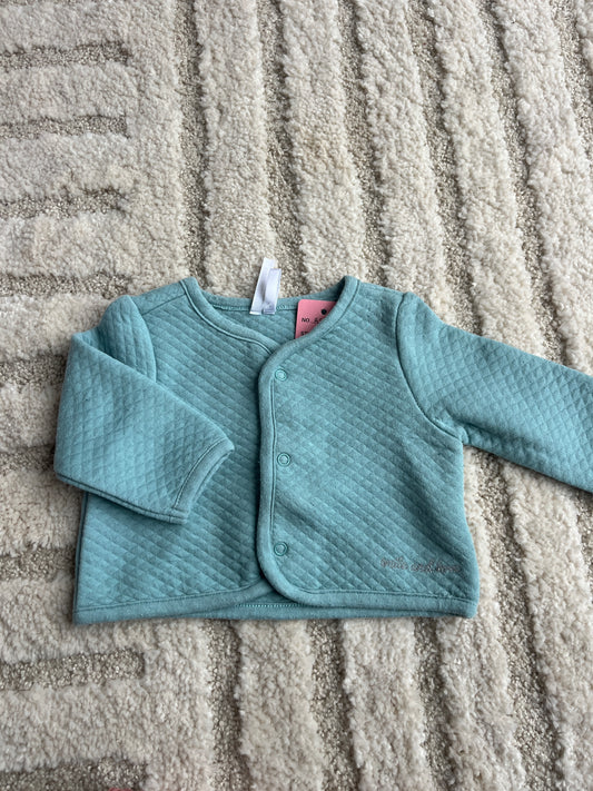 Gilet à manche longue bleu turquoise matelassée « smile and love » - 1 mois