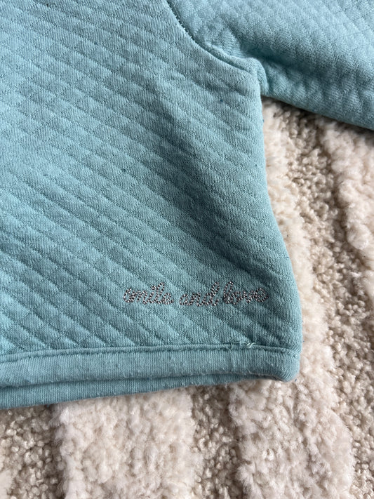 Gilet à manche longue bleu turquoise matelassée « smile and love » - 1 mois