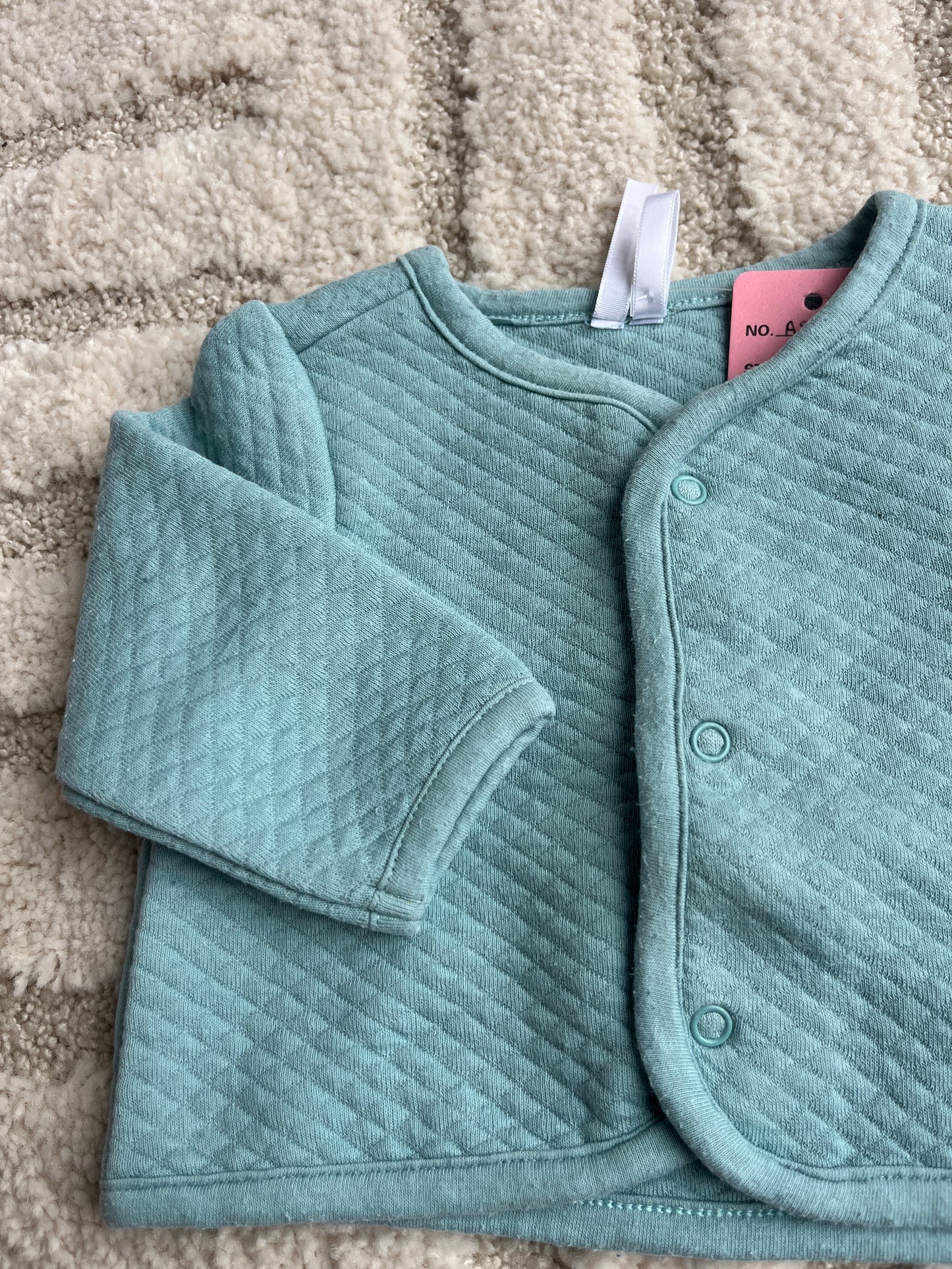 Gilet à manche longue bleu turquoise matelassée « smile and love » - 1 mois