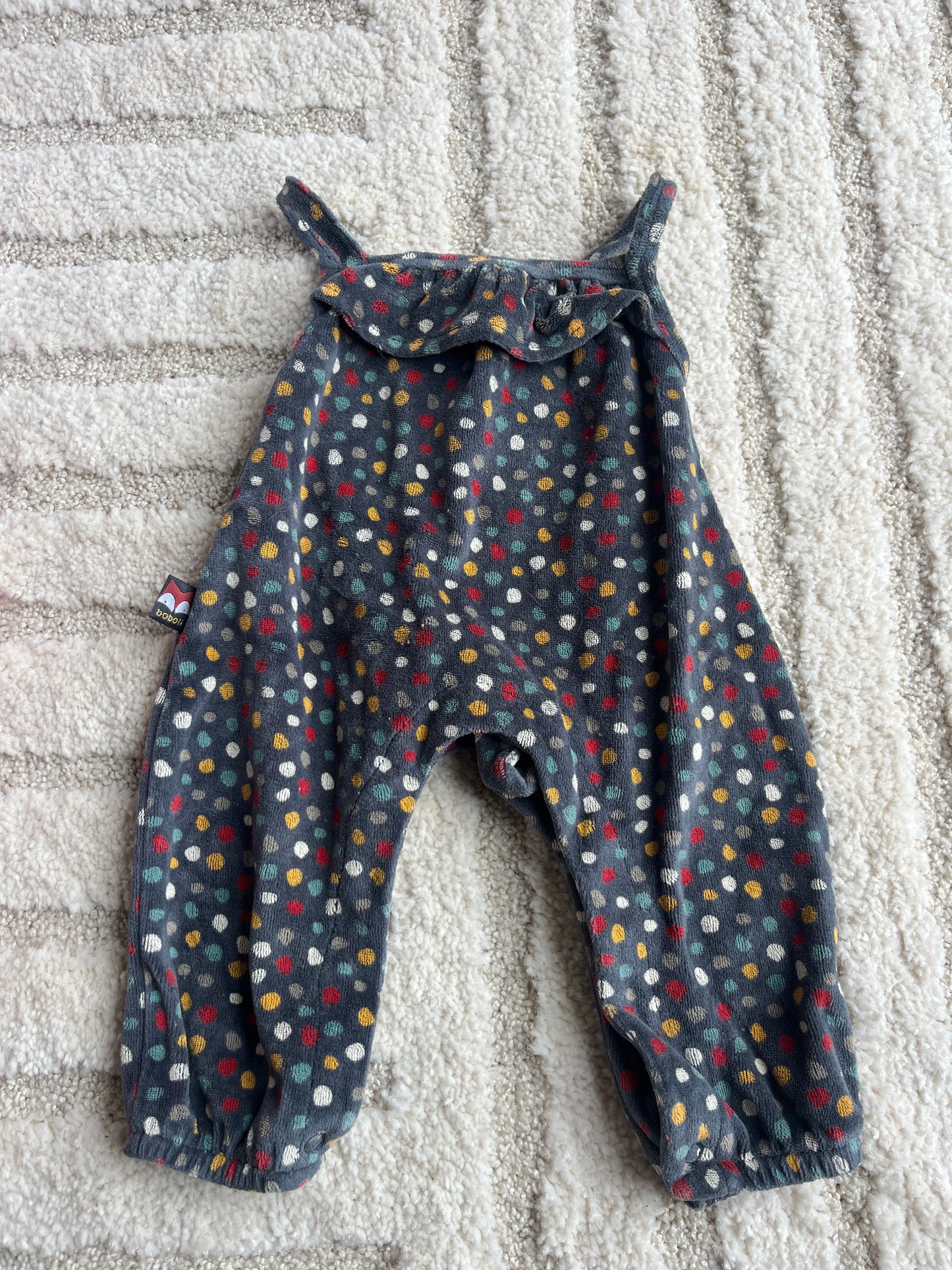 Combinaison en velours gris à pois colorés Boboli - 1 mois