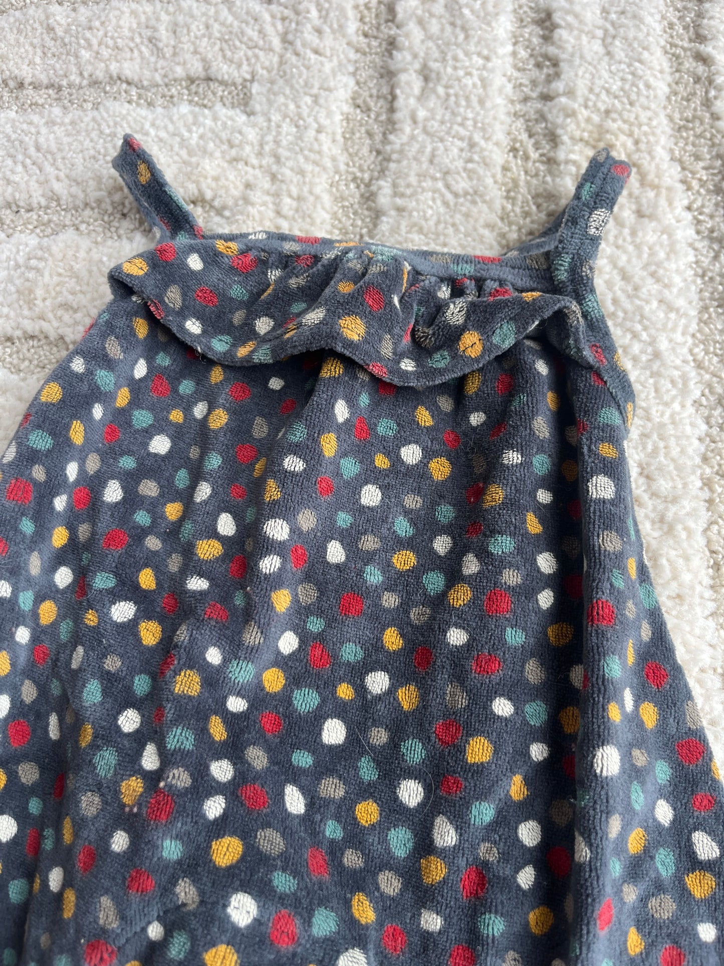 Combinaison en velours gris à pois colorés Boboli - 1 mois