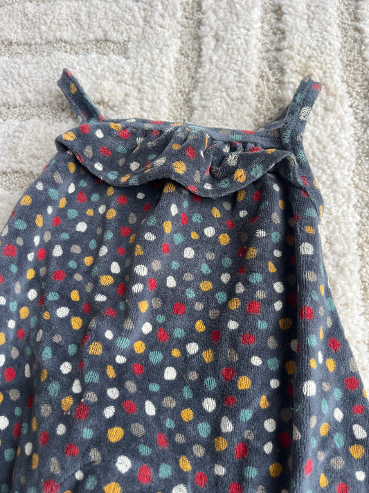 Combinaison en velours gris à pois colorés Boboli - 1 mois