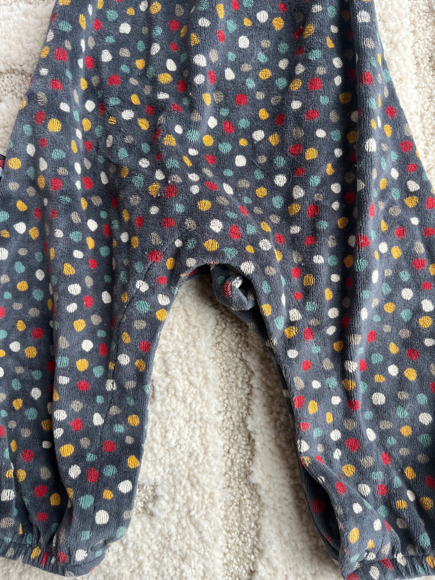Combinaison en velours gris à pois colorés Boboli - 1 mois