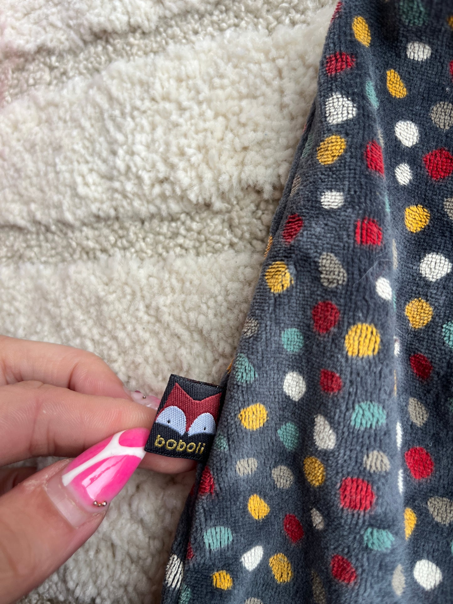 Combinaison en velours gris à pois colorés Boboli - 1 mois