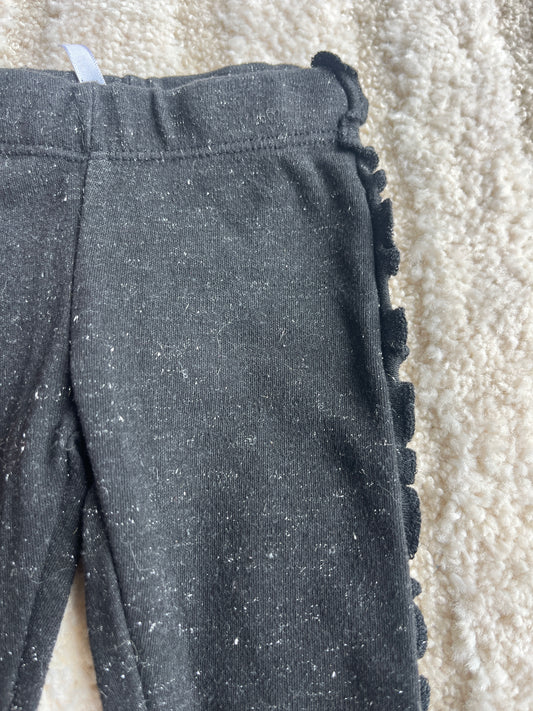 Legging en jersey noir à paillettes et détails lettuce sur les côtés - 1 mois