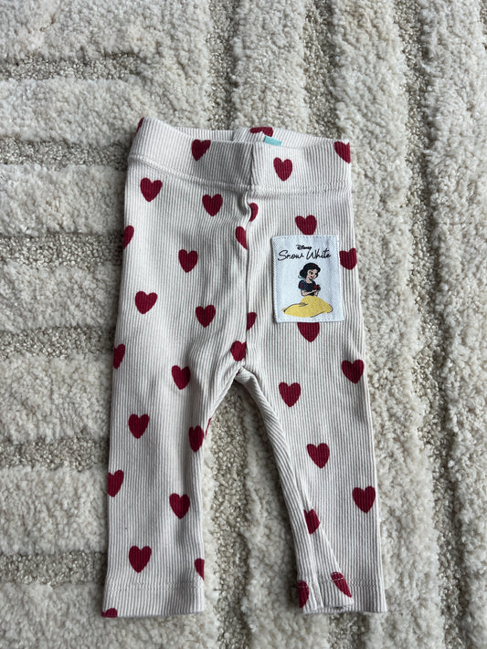 Legging côtelé beige à cœurs rouges Blanche-Neige - 1 mois