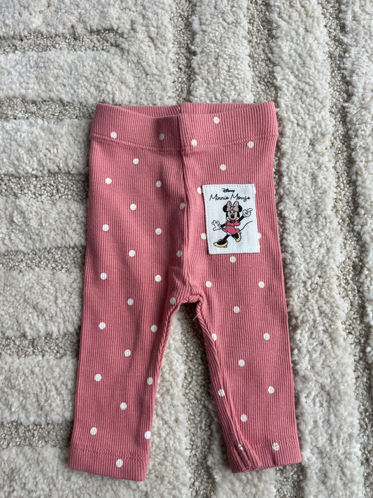Legging côtelé rose à pois blancs Minnie - 1 mois