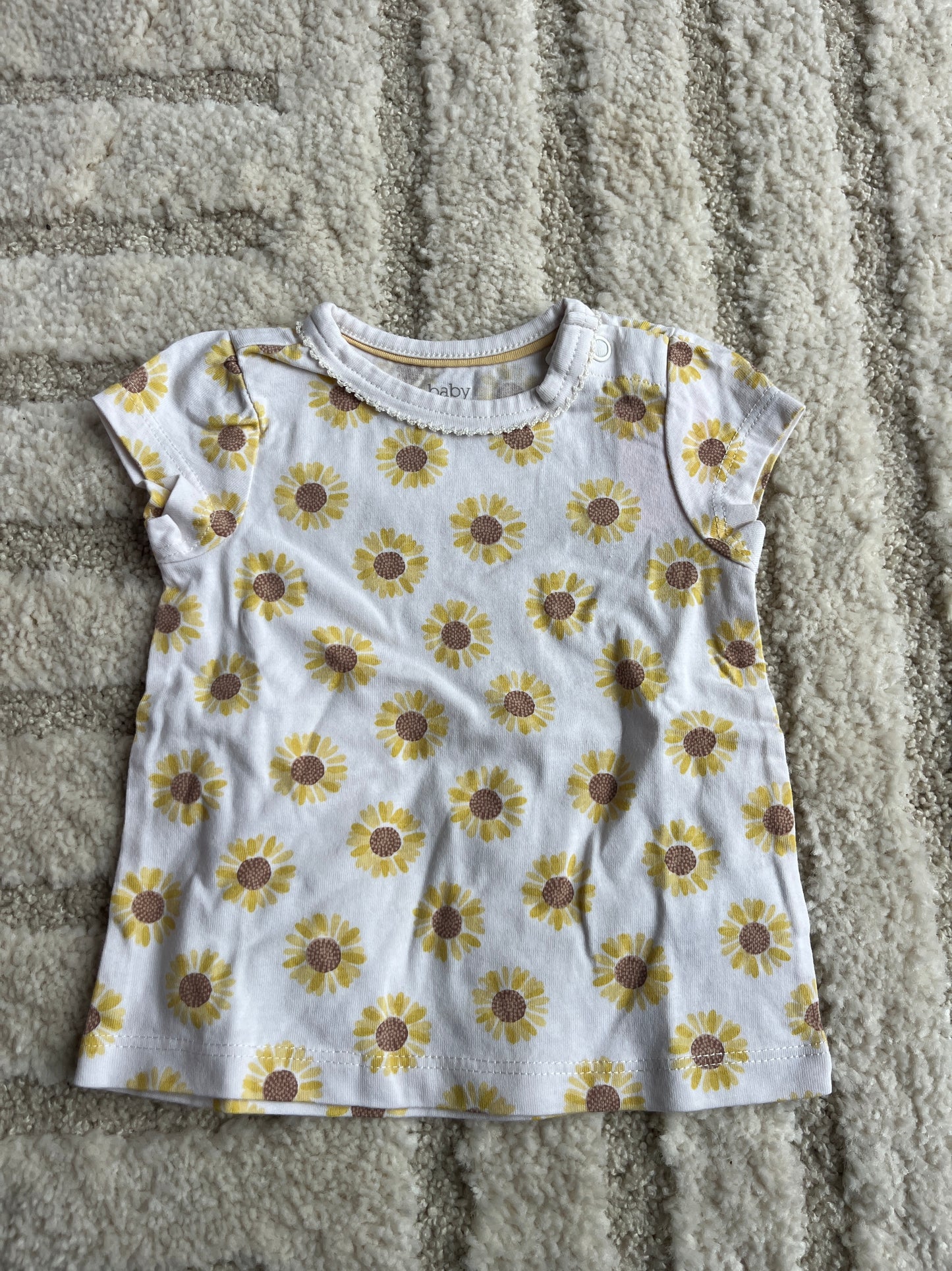 T-shirt à manches courtes blanc motifs tournesols - 2/3 mois (62cm)