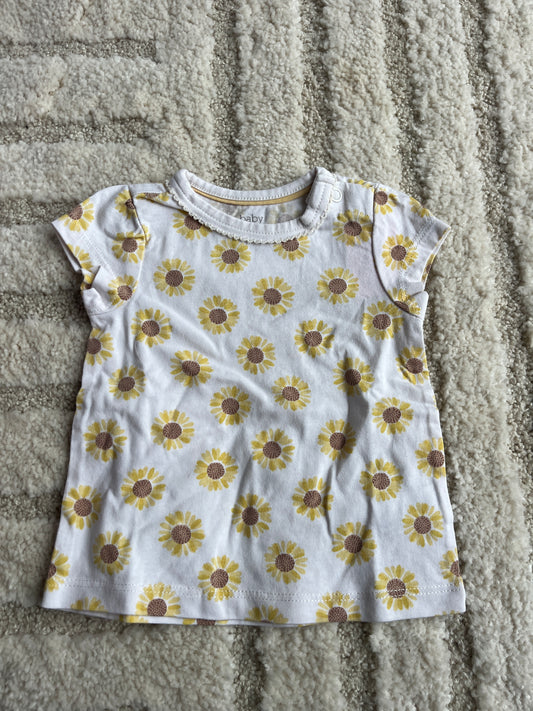 T-shirt à manches courtes blanc motifs tournesols - 2/3 mois (62cm)
