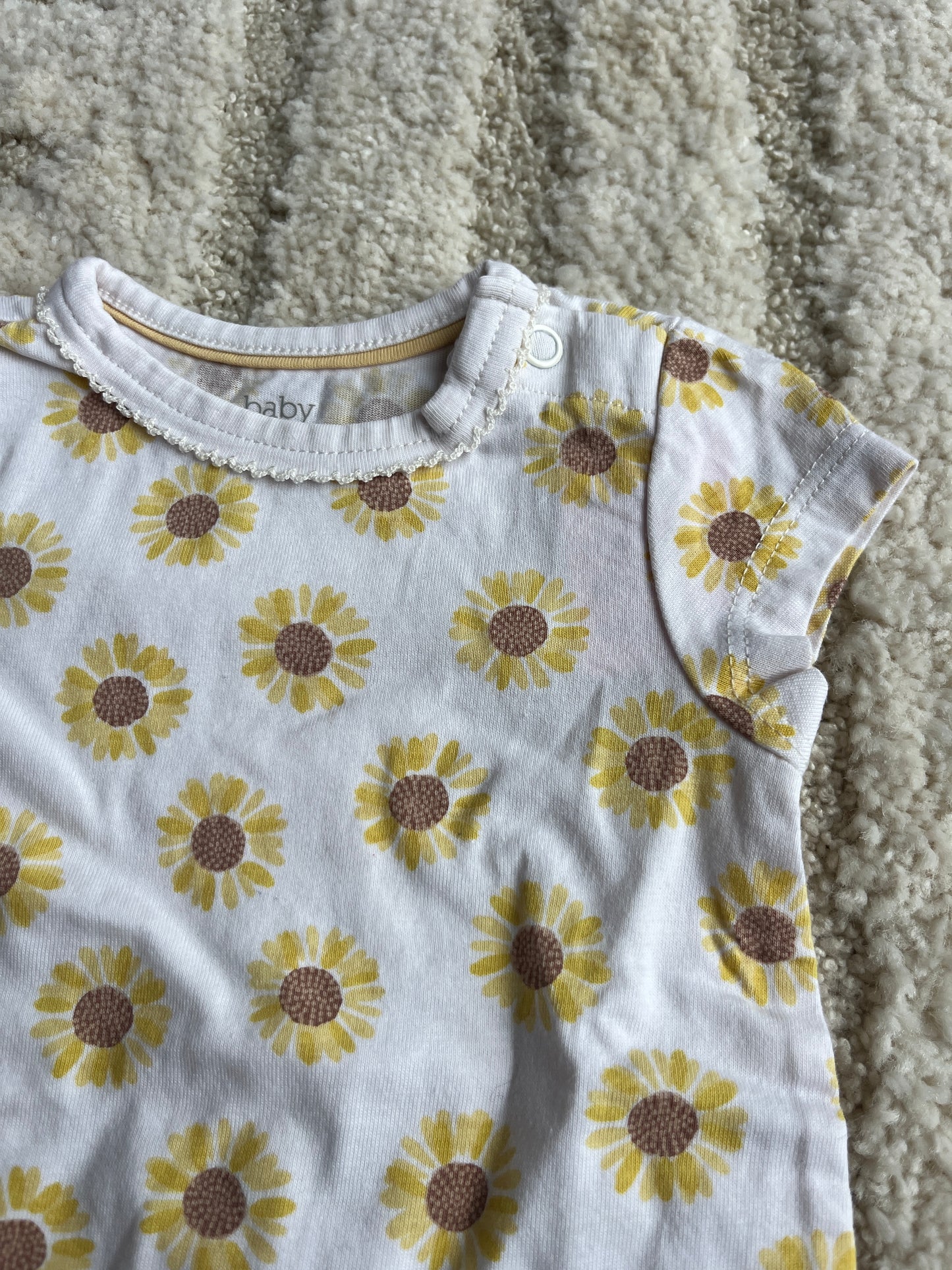 T-shirt à manches courtes blanc motifs tournesols - 2/3 mois (62cm)